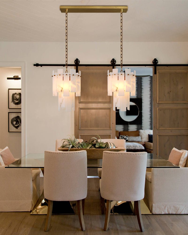 7-light 2-tier Alabaster marble Round Chandelier 13" with adjustable chain 150cm-Luxury Modern Chandelier-Blushlighting-Blushlighting