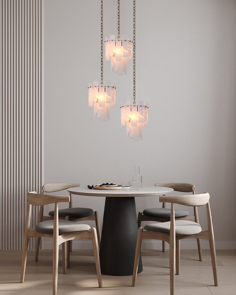 7-light 2-tier Alabaster marble Round Chandelier 13" with adjustable chain 150cm-Luxury Modern Chandelier-Blushlighting-Blushlighting