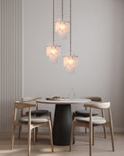 7-light 2-tier Alabaster marble Round Chandelier 13" with adjustable chain 150cm-Luxury Modern Chandelier-Blushlighting-Blushlighting