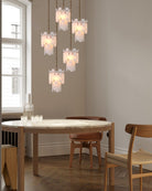 7-light 2-tier Alabaster marble Round Chandelier 13" with adjustable chain 150cm-Luxury Modern Chandelier-Blushlighting-Blushlighting