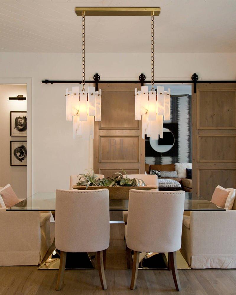 7-light 2-tier Alabaster marble Round Chandelier 13" with adjustable chain 150cm-Luxury Modern Chandelier-Blushlighting-Blushlighting
