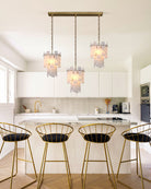 7-light 2-tier Alabaster marble Round Chandelier 13" with adjustable chain 150cm-Luxury Modern Chandelier-Blushlighting-Blushlighting
