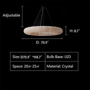 Luxury Living Room Crystal Ring Chandelier Round Pendant Light Fixture For Bedroom Decor In Silver/ Gold