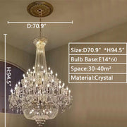 Extra Large European-style Multi-layers Candle Luxury Crystal Chandelier Gold Art Foyer/Staircase Decorative Light Fixture