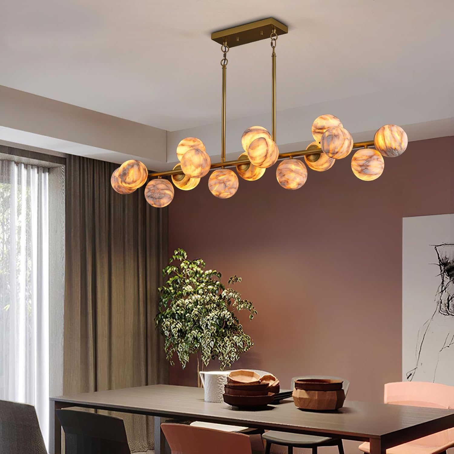 Modern Round Alabaster Chandelier