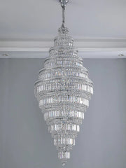 Oversized Modern Elegant Crystal Chandelier Stunning Silver Home Living Room/ Big Hallway/ Foyer Light Fixture