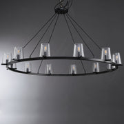 Kiara Modern Glass Round Chandelier 60", Living Room Chandelier