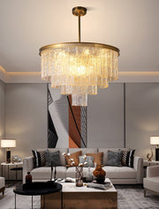 Blushlighting® Gold modern frosted glass chandelier for dining room, living room, bedroom