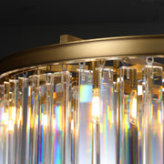Clavel Crystal Round Chandelier Brass 32"/43", Home Decor Light Fixtures