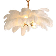 Aisak Art Deco Colorized Feather Chandelier Brass Palm Tree Lamp
