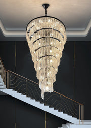 Blushlighting® Luxury Frosted Glass Long Black Chandelier For Staircase, Living room, Stairwell image | luxury lighting