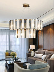 Blushlighting® Double frosted glass suspension luminaire modern Round chandelier