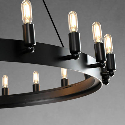 Camina Vintage Filament 2-Tier Round Chandelier 63''