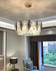 Blushlighting® Drum Gold Crystal Shine Chandelier For Living Room, Kitchen Dia19.7*H9.8" / Warm White / Dimmable