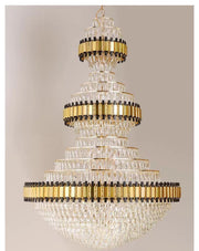 Oversized Gold Multi-layers Luxury Crystal Chandelier for Villa/ Hallway/ Hotel Lobby/ Living Room/ Entryway/ Foyer