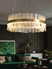 Blushlighting® Rectangular frosted matte glass hanging Led chandelier for living room, bedroom Dia17.7*H9.4" / Warm white