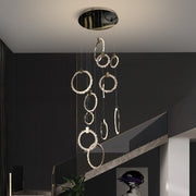 Mamie Rock Crystal 12 Rings Staircase Chandelier, Interior Decoration Chandelier