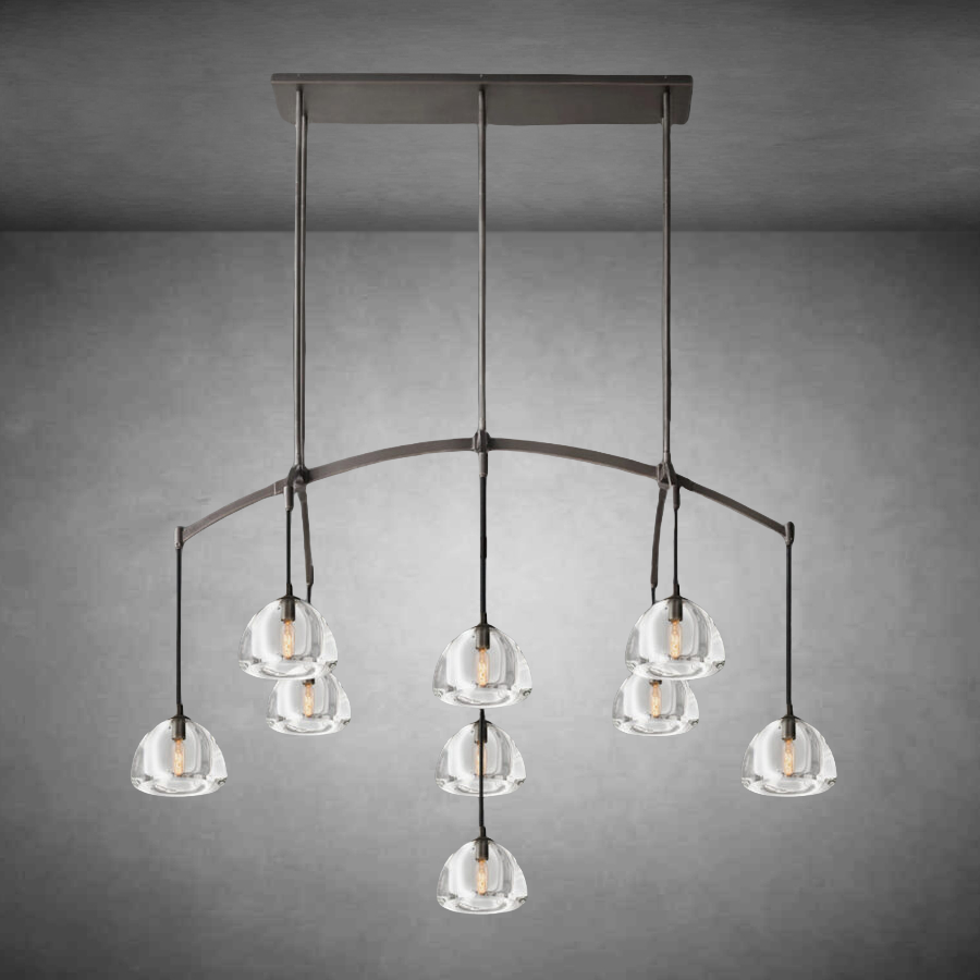 Hemispheae Modern Glass Linear Chandelier 54'' 72''
