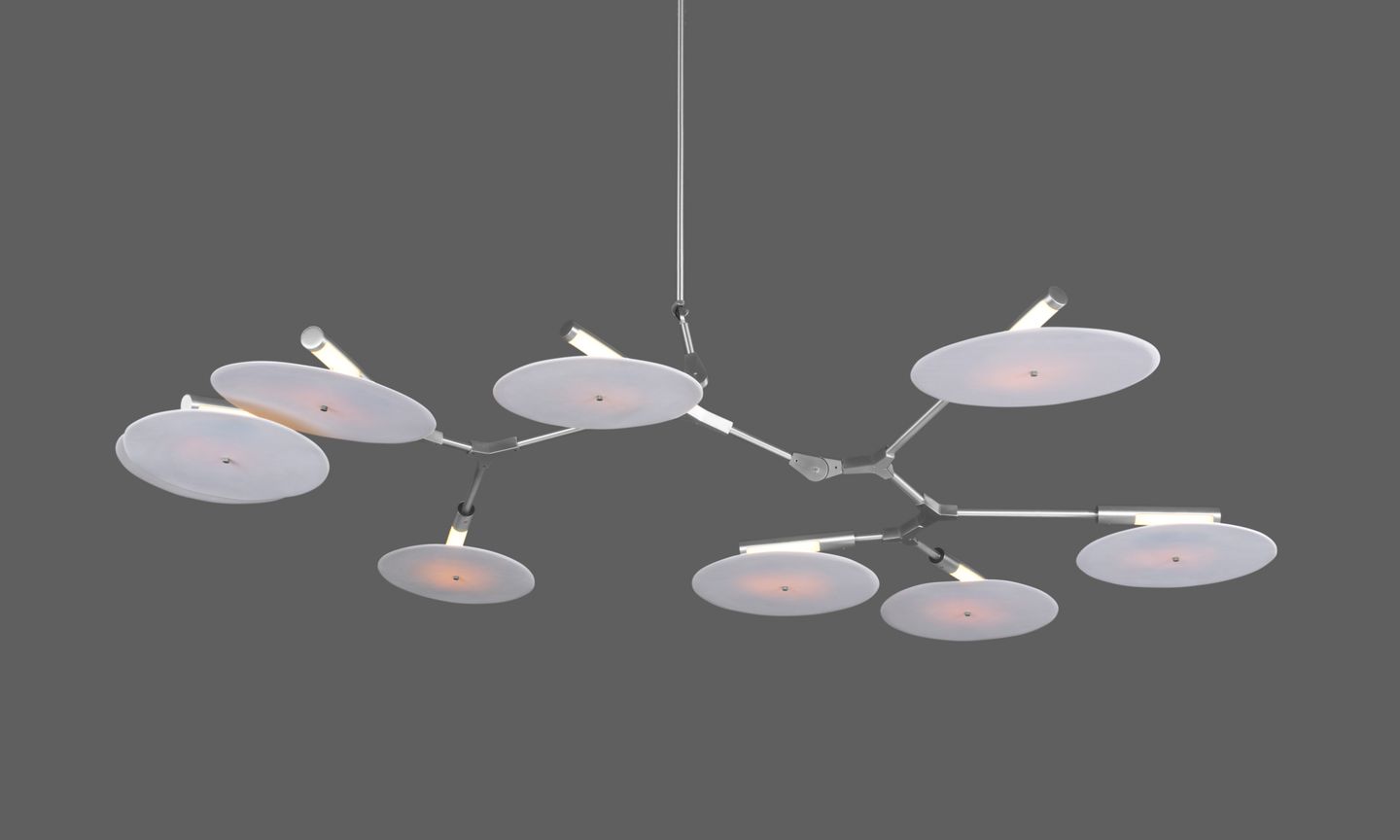 9 - light Branching Disc Flush mount - Brushed Brass / Porcelain - Blushlighting