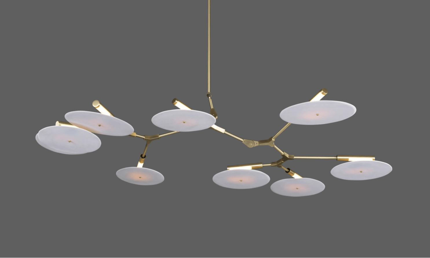 9 - light Branching Disc Flush mount - Brushed Brass / Porcelain - Blushlighting