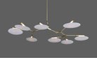 9 - light Branching Disc Flush mount - Brushed Brass / Porcelain - Blushlighting