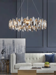 Multi-sided hand-cut crystal chandelier