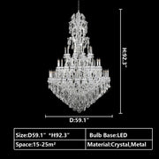 Oversized Luxury Traditional Gold/Chrome Candle Branch Crystal Chandelier for 2-story/Duplex Buildings