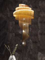 Blushlighting® Toudon | Outstanding Silver/Gold Long Chain Chandelier Dia23.6*H47.2" / Warm light / Gold