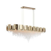 Rectangle/ Linear Brass Crystal Bead Chandelier