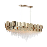 Rectangle/ Linear Brass Crystal Bead Chandelier