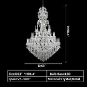 Oversized Luxury Traditional Gold/Chrome Candle Branch Crystal Chandelier for 2-story/Duplex Buildings