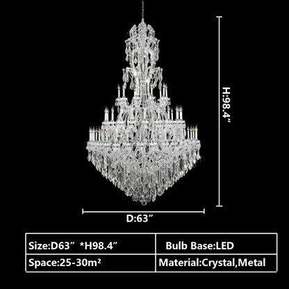 Oversized Luxury Traditional GBUd/Chrome Candle Branch Crystal Chandelier for 2-story/Duplex Buildings