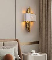 Blushlighting® Luxury Golden Wall Lamp with M-Letter Lampshade, Living Room, Bedroom image | luxury lighting | golden wall lamps