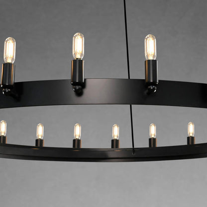 Camina Vintage Filament 2-Tier Round Chandelier 63''