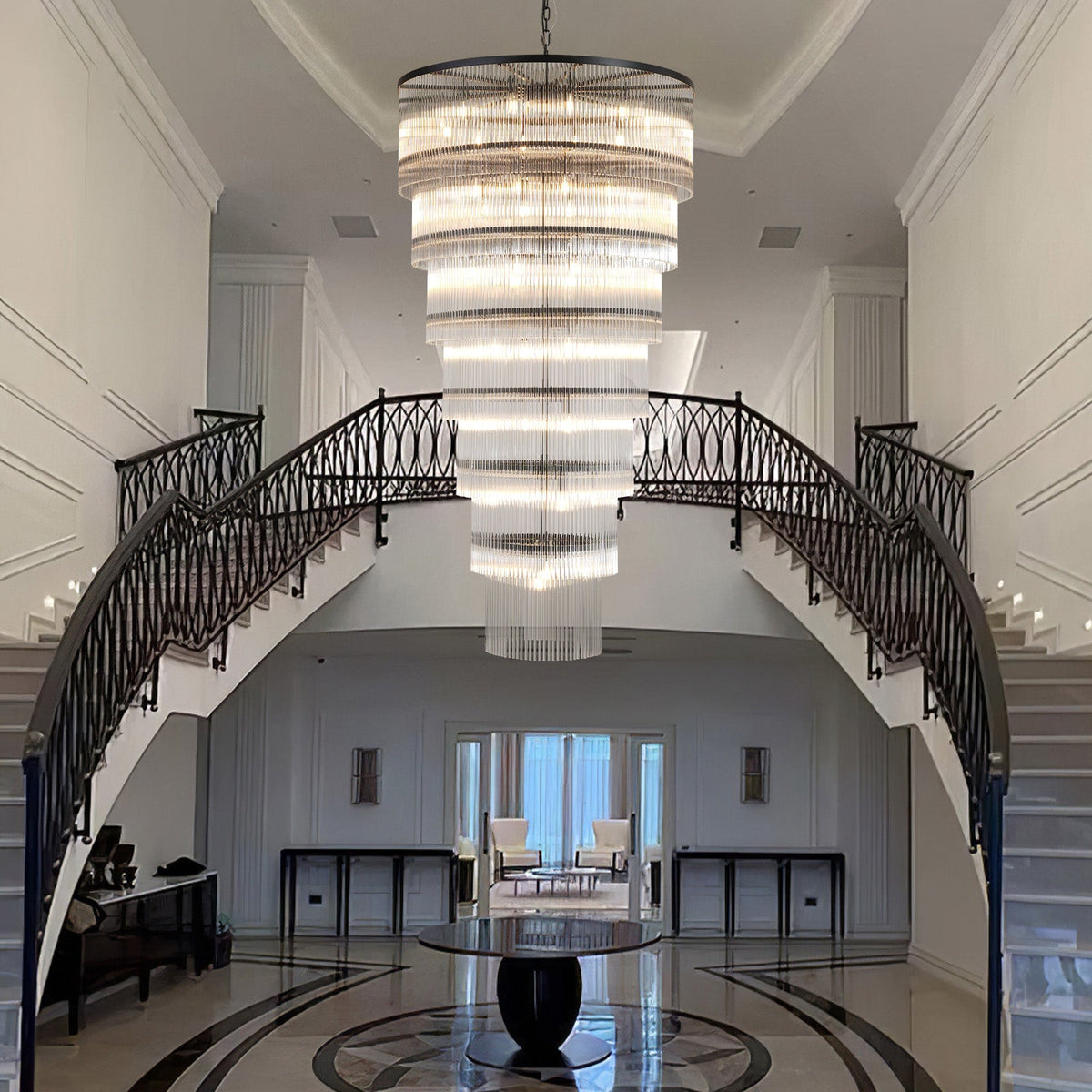 Seven-Tier Striped Column Staircase Chandelier D990 - Black - view 3