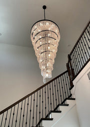 Blushlighting® Luxury Frosted Glass Long Black Chandelier For Staircase, Living room, Stairwell image | luxury lighting