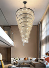 Blushlighting® Luxury Frosted Glass Long Black Chandelier For Staircase, Living room, Stairwell image | luxury lighting