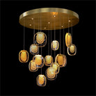 Bansho: Layered Glass Twenty-One-Light Drop Pendant Chandelier - Blushlighting