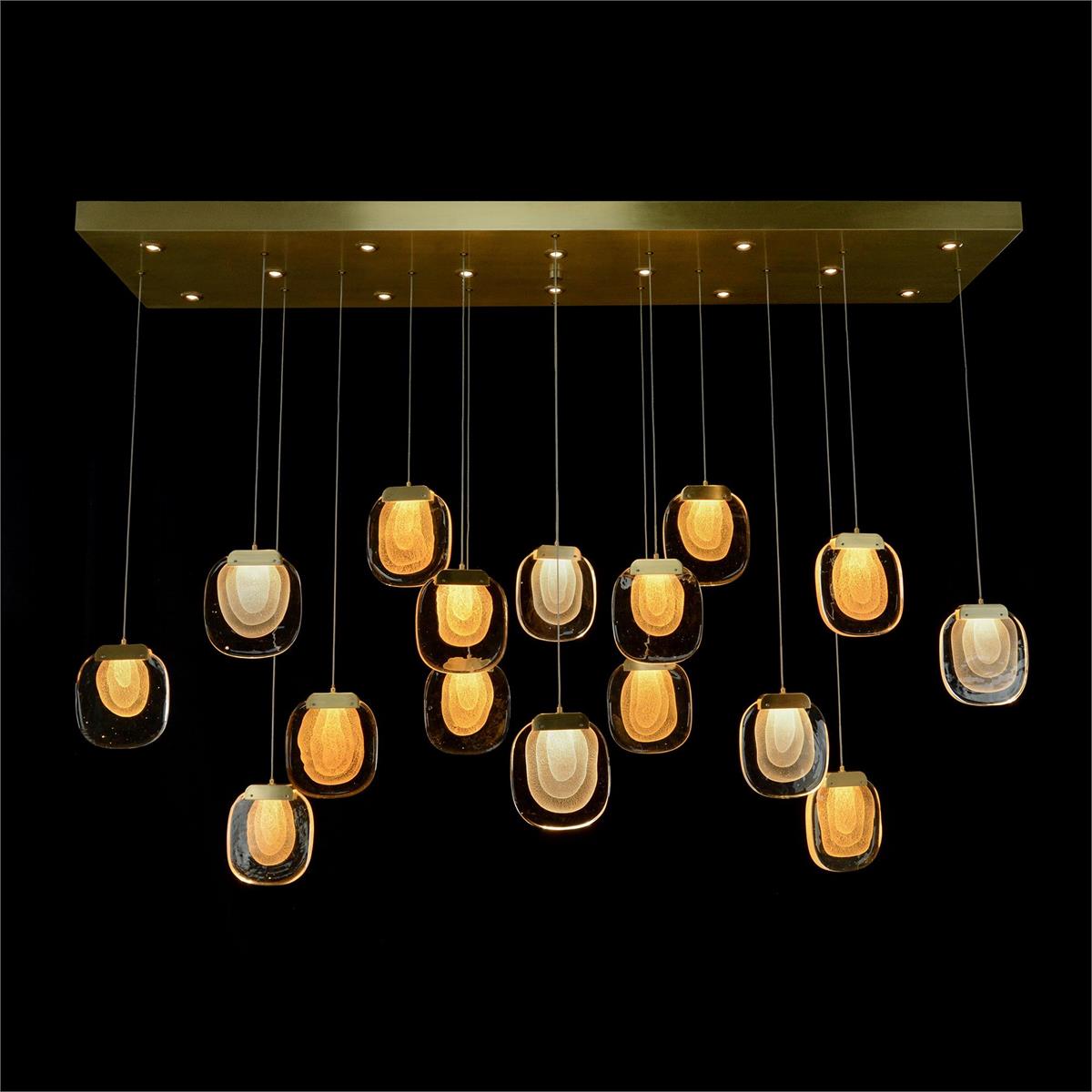 Bansho: Layered Glass Thirty-Light Horizontal Pendant Chandelier - Blushlighting