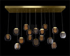 Bansho: Layered Glass Thirty-Light Horizontal Pendant Chandelier - Blushlighting