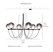 Blushlighting® Misty Gray Retro LED Chandelier with Glass Ball made in Loft Design