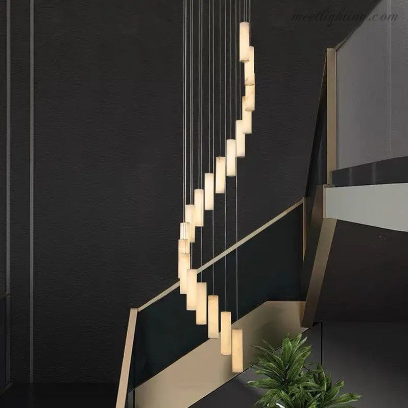 Alabaster Brass Spiral Indoor Modern Chandelier-Blushlighting