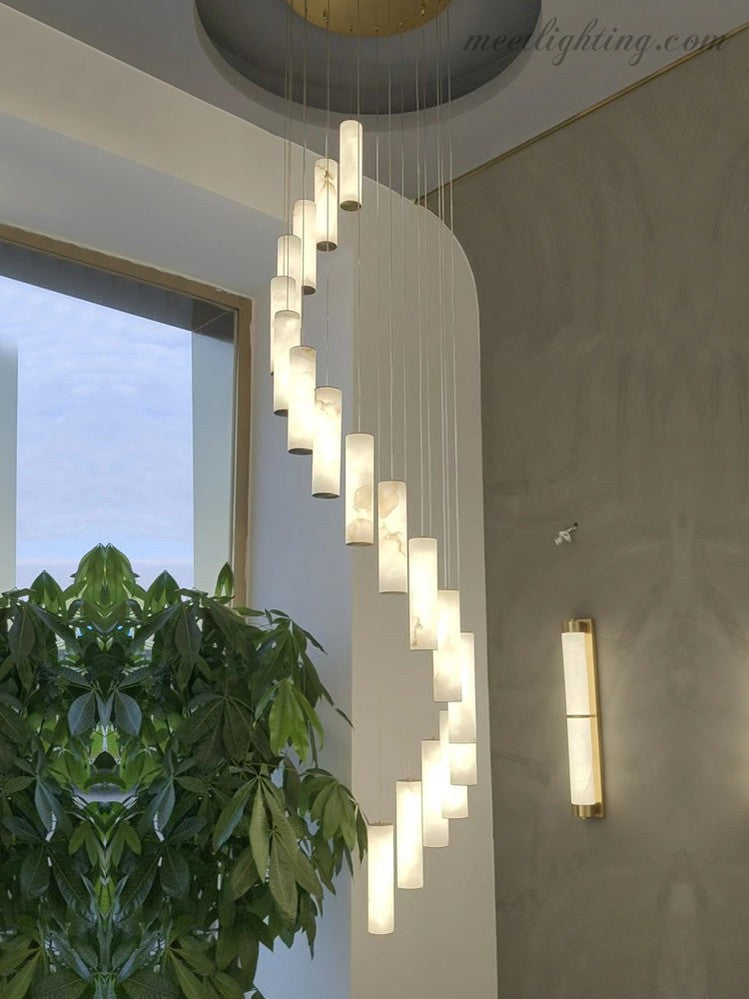 Alabaster Brass Spiral Indoor Modern Chandelier-Blushlighting