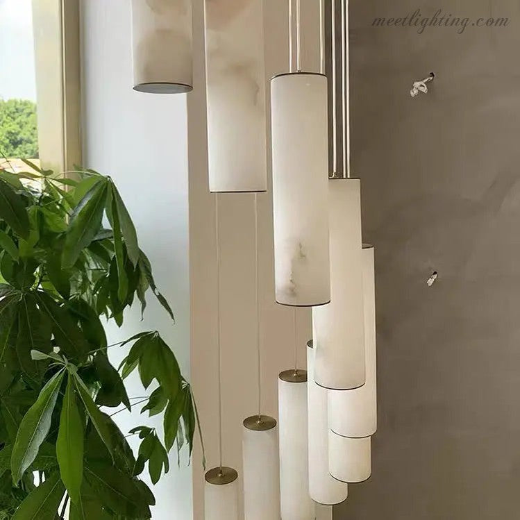 Alabaster Brass Spiral Indoor Modern Chandelier-Blushlighting
