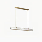 Elegant Alabaster Linear Brass Chandelier with LED Glow