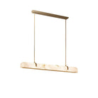 Elegant Alabaster Linear Brass Chandelier with LED Glow