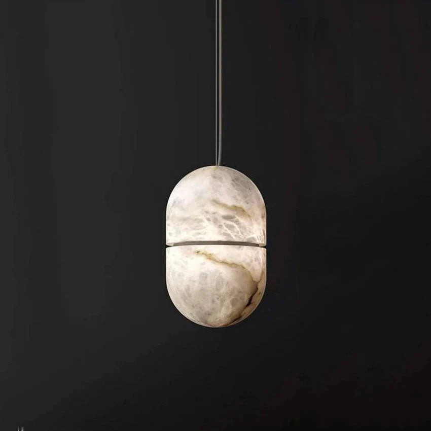 Alabaster Oval Pendant 5.9" D 7.1" D-Blushlighting