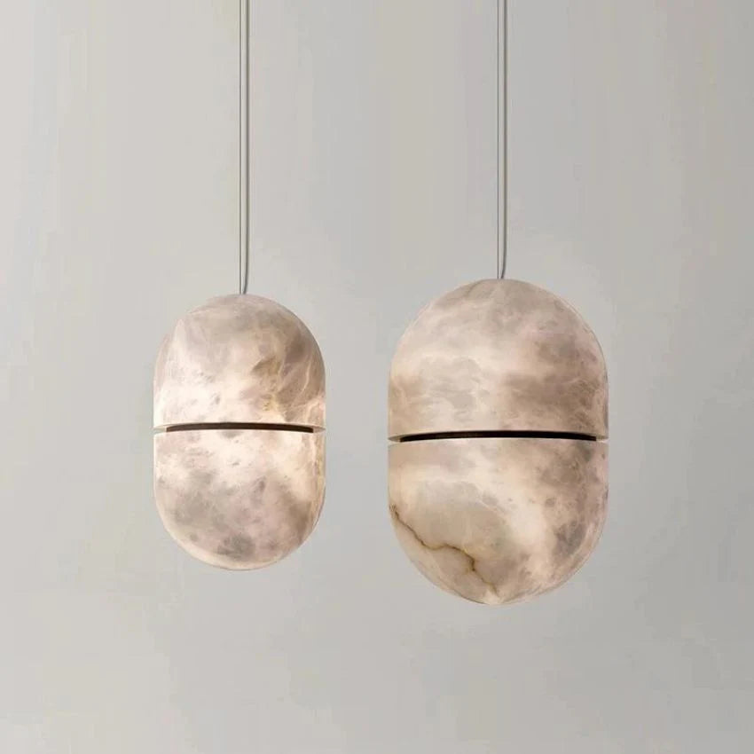 Alabaster Oval Pendant 5.9" D 7.1" D-Blushlighting