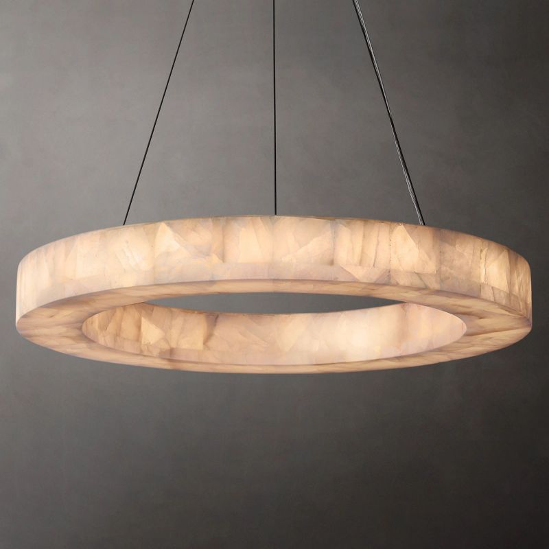 Alabaster Rivaga Round Chandelier 31"