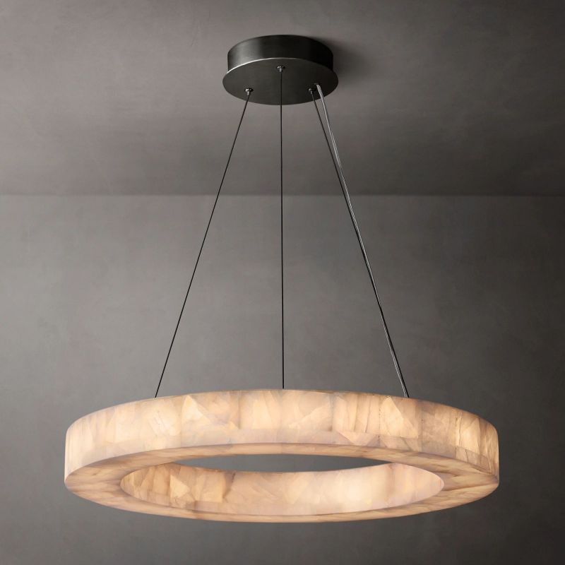 Alabaster Rivaga Round Chandelier 31"